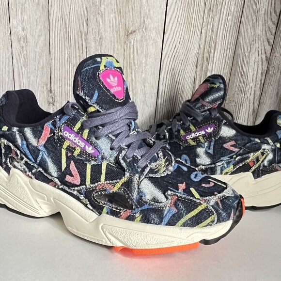 Adidas Originals Women's Denim Falcon Fashion Retro Sneakers CG6249 Sz 6.5 - Picture 4 of 16